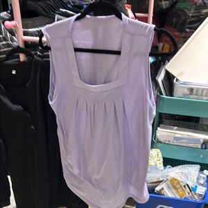 Purple Pleated Sleeveless Blouse